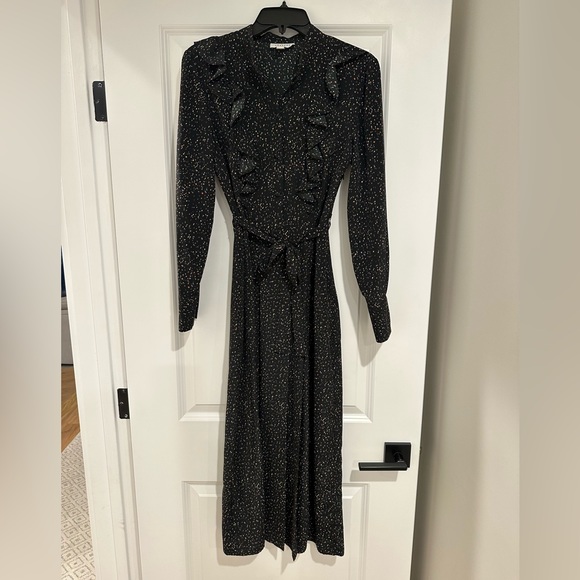 Topshop - black midi dress with colorful dots - size 4 - Picture 1 of 5